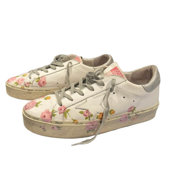 * Rare Golden Goose Hi Star Leather Trainers Floral Size 41 - Picture 7 of 13